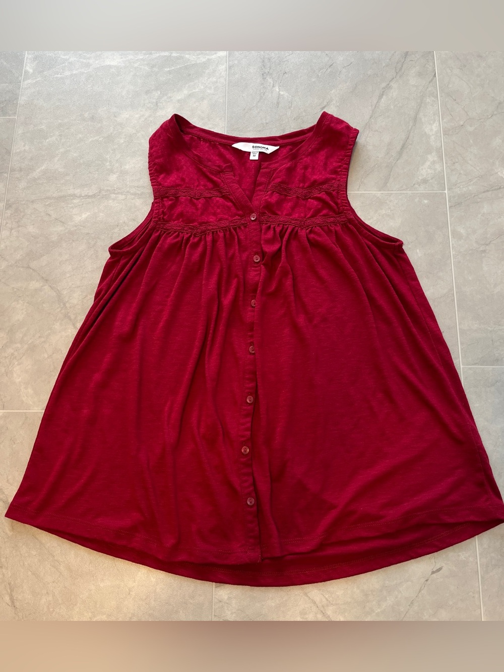 Sonoma women Sleeveless Button-Down Top size M Red Blouse casual